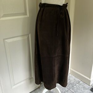 Suede Leather Long Skirt